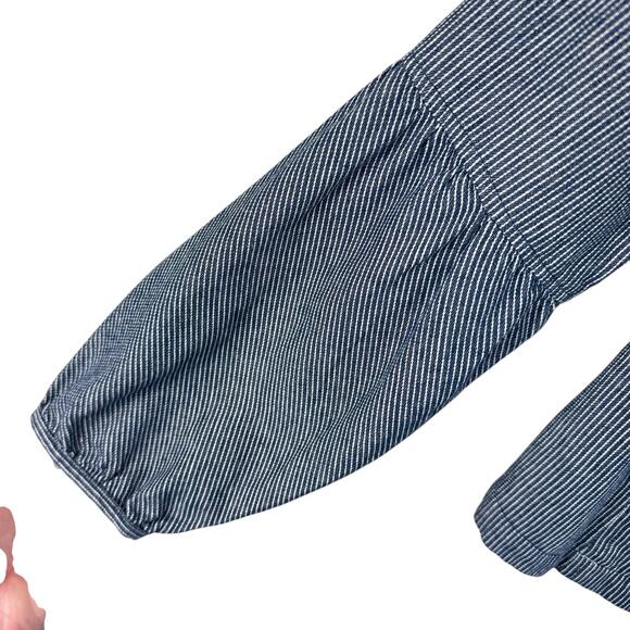 Live A Little Blue White Pinstriped Full Zip Collared Jacket Pockets Size S - Picture 6 of 8